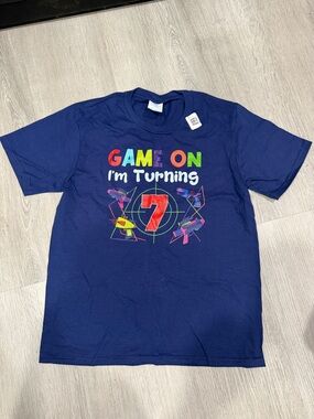Kids Navy 'Game On I'm Turning 7' Graphic Tee